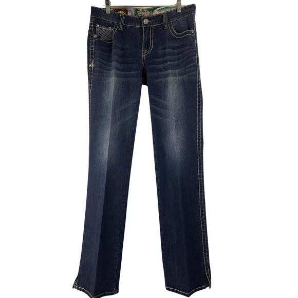 Adiktd Embellished Starched Bootcut Long Jeans Size 10 / 31 x 36 Length - Picture 1 of 7